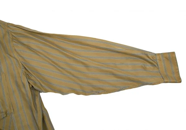 コムデギャルソン オムプリュスCOMME des GARCONS HOMME PLUS キュプラストライプ切替デザインシャツ カーキM位 K-113057_009