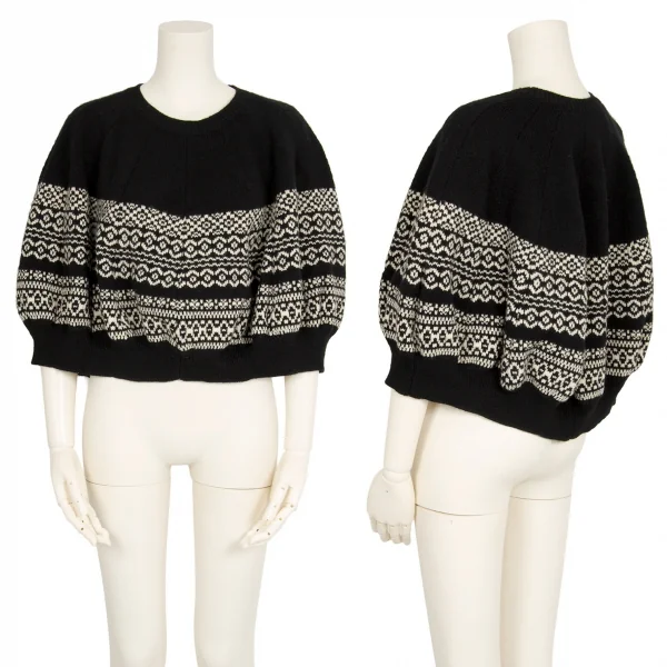 COMME des GARCONS Fair isle Knit Poncho Black S-M K-113059_001