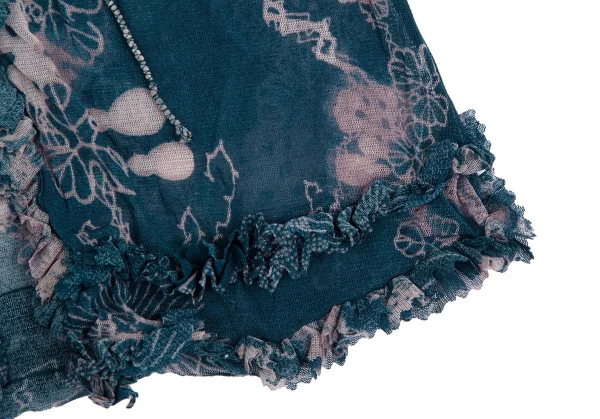 ジャンポールゴルチエJean Paul GAULTIER 曼荼羅プリントパワーネットフリルカーディガン 青40 K-113078_010