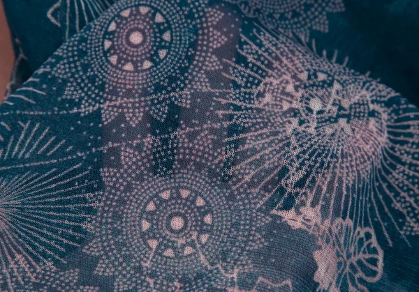 ジャンポールゴルチエJean Paul GAULTIER 曼荼羅プリントパワーネットキャミワンピース 青40 K-113079_015