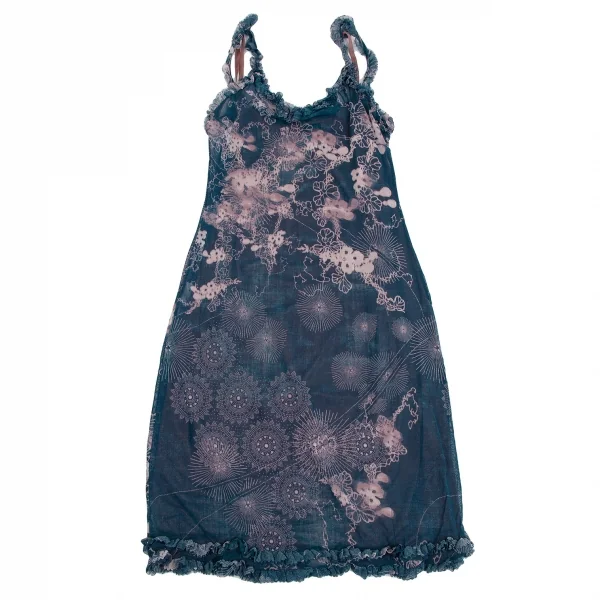 ジャンポールゴルチエJean Paul GAULTIER 曼荼羅プリントパワーネットキャミワンピース 青40 K-113079_002