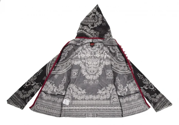 ジャンポールゴルチエJean Paul GAULTIER ダマスクプリントパワーネットパーカー 黒40 K-113081_011