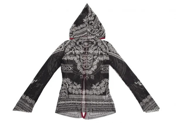 ジャンポールゴルチエJean Paul GAULTIER ダマスクプリントパワーネットパーカー 黒40 K-113081_012