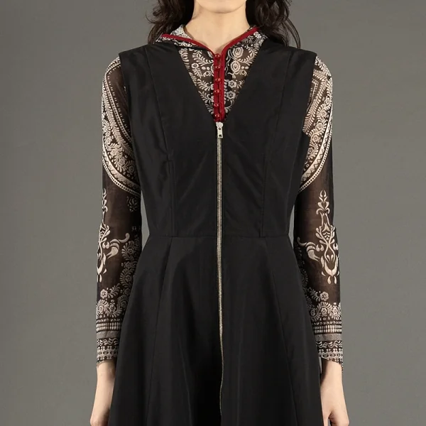 ジャンポールゴルチエJean Paul GAULTIER ダマスクプリントパワーネットパーカー 黒40 K-113081_017