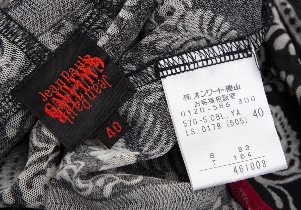 ジャンポールゴルチエJean Paul GAULTIER ダマスクプリントパワーネットパーカー 黒40 K-113081_018