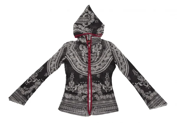 ジャンポールゴルチエJean Paul GAULTIER ダマスクプリントパワーネットパーカー 黒40 K-113081_002