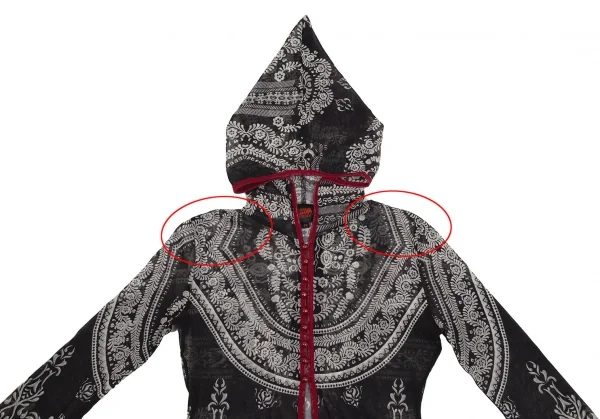 ジャンポールゴルチエJean Paul GAULTIER ダマスクプリントパワーネットパーカー 黒40 K-113081_003