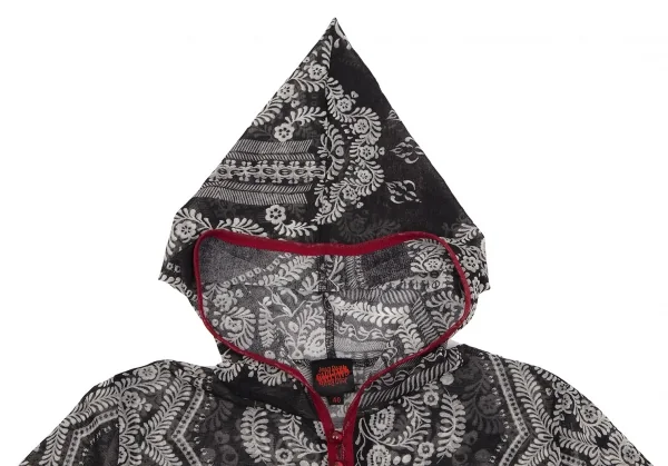 ジャンポールゴルチエJean Paul GAULTIER ダマスクプリントパワーネットパーカー 黒40 K-113081_006