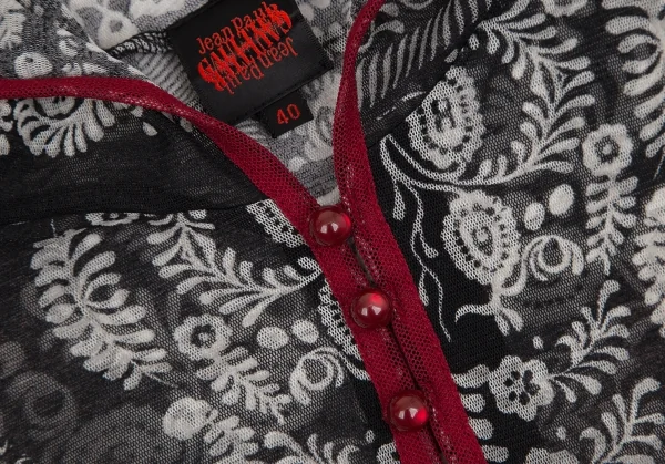 ジャンポールゴルチエJean Paul GAULTIER ダマスクプリントパワーネットパーカー 黒40 K-113081_007