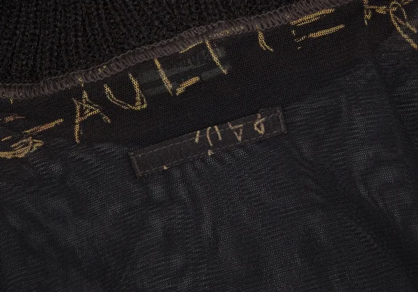 ジャンポールゴルチエ ファムJean Paul GAULTIER FEMME ボーダーグラフィティプリントパワーネットハイネックノースリーブ 黒40 K-113097_010