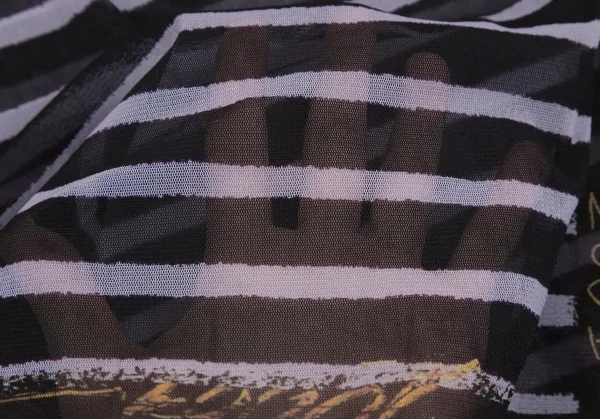 ジャンポールゴルチエ ファムJean Paul GAULTIER FEMME ボーダーグラフィティプリントパワーネットハイネックノースリーブ 黒40 K-113097_011