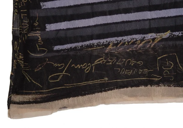 ジャンポールゴルチエ ファムJean Paul GAULTIER FEMME ボーダーグラフィティプリントパワーネットハイネックノースリーブ 黒40 K-113097_007