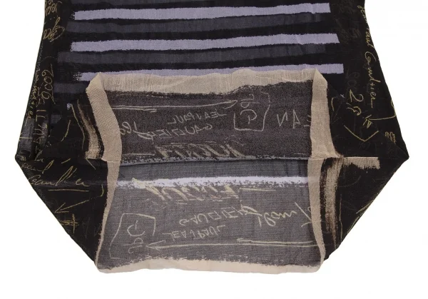 ジャンポールゴルチエ ファムJean Paul GAULTIER FEMME ボーダーグラフィティプリントパワーネットハイネックノースリーブ 黒40 K-113097_008