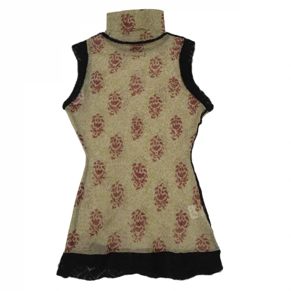 ジャンポールゴルチエ ファムJean Paul GAULTIER FEMME アラベスクプリントパワーネットハイネックノースリーブ 緑茶40 K-113098_011