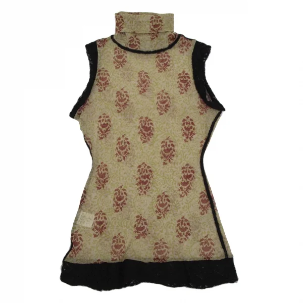 ジャンポールゴルチエ ファムJean Paul GAULTIER FEMME アラベスクプリントパワーネットハイネックノースリーブ 緑茶40 K-113098_002