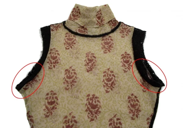 ジャンポールゴルチエ ファムJean Paul GAULTIER FEMME アラベスクプリントパワーネットハイネックノースリーブ 緑茶40 K-113098_003