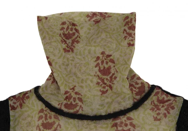 ジャンポールゴルチエ ファムJean Paul GAULTIER FEMME アラベスクプリントパワーネットハイネックノースリーブ 緑茶40 K-113098_006