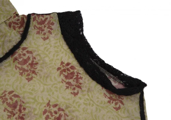 ジャンポールゴルチエ ファムJean Paul GAULTIER FEMME アラベスクプリントパワーネットハイネックノースリーブ 緑茶40 K-113098_007