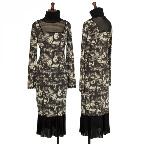 ジャンポールゴルチエ ファムJean Paul GAULTIER FEMME フェイスプリントストレッチセットアップ 黒ベージュ40 K-113112_001
