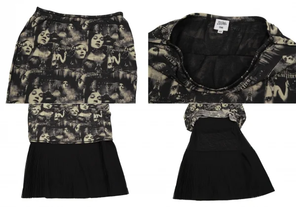 ジャンポールゴルチエ ファムJean Paul GAULTIER FEMME フェイスプリントストレッチセットアップ 黒ベージュ40 K-113112_013