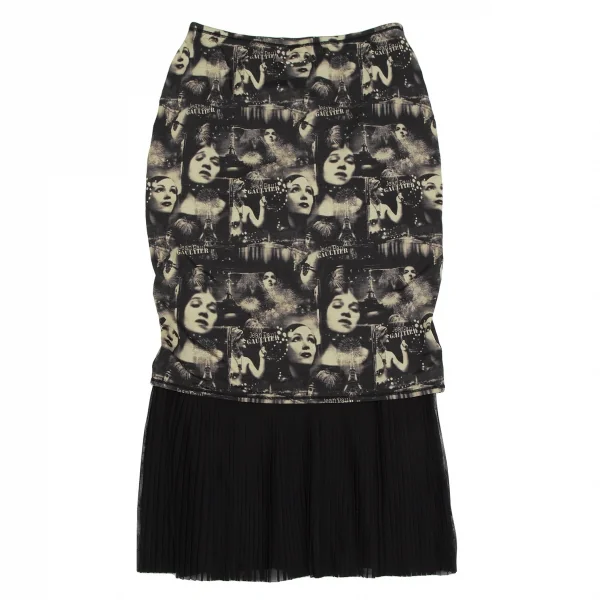 ジャンポールゴルチエ ファムJean Paul GAULTIER FEMME フェイスプリントストレッチセットアップ 黒ベージュ40 K-113112_015