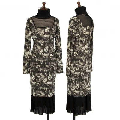 ジャンポールゴルチエ ファムJean Paul GAULTIER FEMME フェイスプリントストレッチセットアップ 黒ベージュ