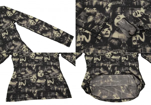 ジャンポールゴルチエ ファムJean Paul GAULTIER FEMME フェイスプリントストレッチセットアップ 黒ベージュ40 K-113112_005