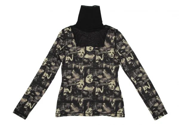 ジャンポールゴルチエ ファムJean Paul GAULTIER FEMME フェイスプリントストレッチセットアップ 黒ベージュ40 K-113112_006