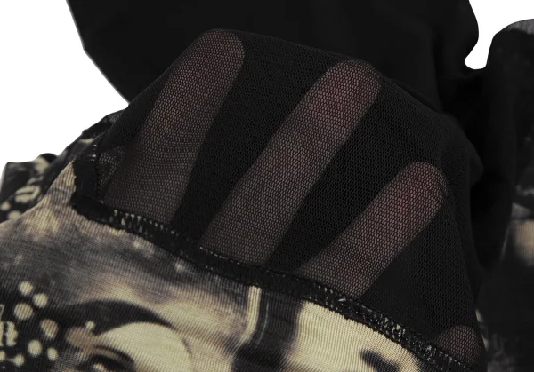 ジャンポールゴルチエ ファムJean Paul GAULTIER FEMME フェイスプリントストレッチセットアップ 黒ベージュ40 K-113112_008