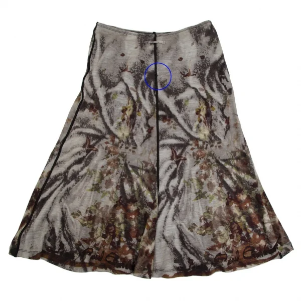 ジャンポールゴルチエ ファムJean Paul GAULTIER FEMME ボタニカルプリントゴアードスカート グレー40 K-113113_011