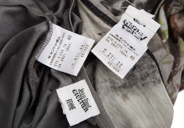 ジャンポールゴルチエ ファムJean Paul GAULTIER FEMME ボタニカルプリントゴアードスカート グレー40 K-113113_016