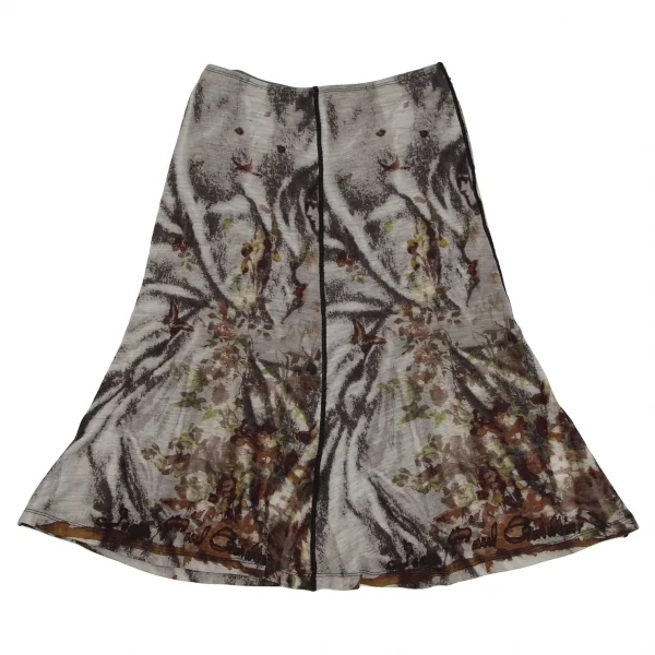 ジャンポールゴルチエ ファムJean Paul GAULTIER FEMME ボタニカルプリントゴアードスカート グレー40 K-113113_002