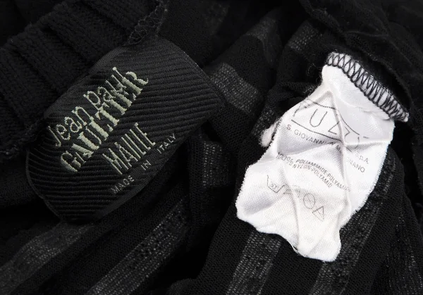 ジャンポールゴルチエ マイユJean Paul GAULTIER MAILLE フロッキーボーダーパワーネットカットソー 黒M位 K-113124_015