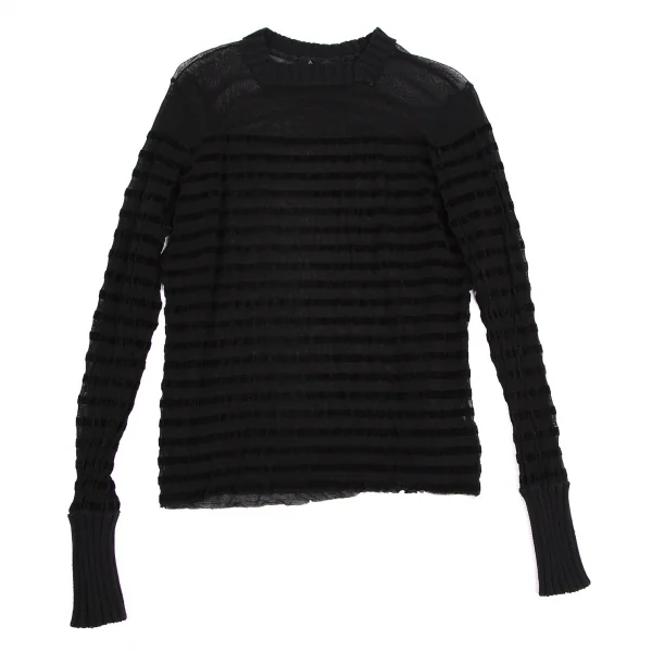 ジャンポールゴルチエ マイユJean Paul GAULTIER MAILLE フロッキーボーダーパワーネットカットソー 黒M位 K-113124_002