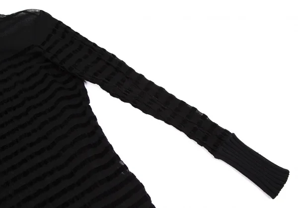 ジャンポールゴルチエ マイユJean Paul GAULTIER MAILLE フロッキーボーダーパワーネットカットソー 黒M位 K-113124_006