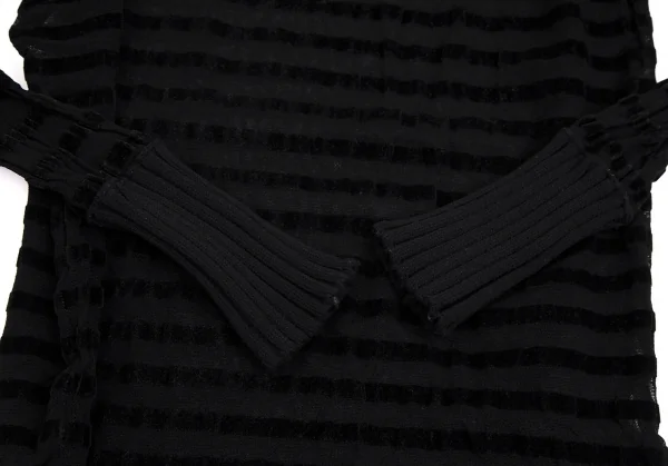 ジャンポールゴルチエ マイユJean Paul GAULTIER MAILLE フロッキーボーダーパワーネットカットソー 黒M位 K-113124_007