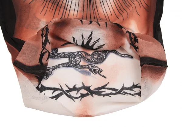 ジャンポールゴルチエ マイユJean Paul GAULTIER MAILLE タトゥープリントパワーネットカットソー 白黒赤茶M位 K-113125_009