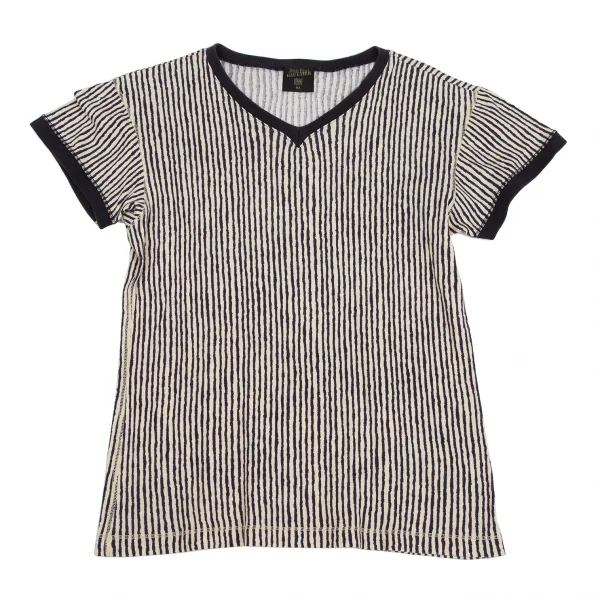 ジャンポールゴルチエ オムJean Paul GAULTIER HOMME ストライプVネックTシャツ クリーム紺M K-113126_001