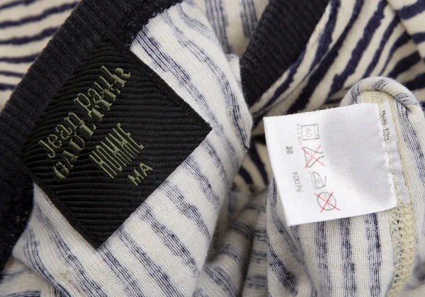 ジャンポールゴルチエ オムJean Paul GAULTIER HOMME ストライプVネックTシャツ クリーム紺M K-113126_012