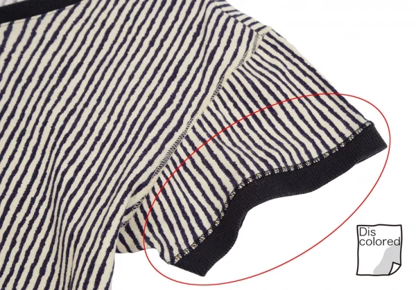 ジャンポールゴルチエ オムJean Paul GAULTIER HOMME ストライプVネックTシャツ クリーム紺M K-113126_004