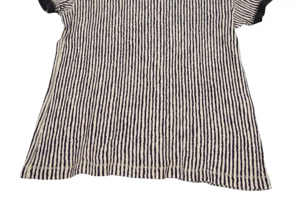 ジャンポールゴルチエ オムJean Paul GAULTIER HOMME ストライプVネックTシャツ クリーム紺M K-113126_006