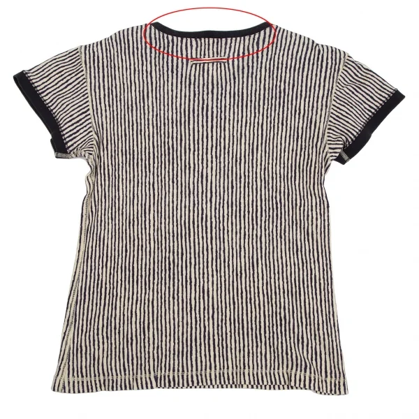 ジャンポールゴルチエ オムJean Paul GAULTIER HOMME ストライプVネックTシャツ クリーム紺M K-113126_008