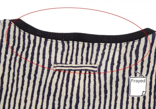 ジャンポールゴルチエ オムJean Paul GAULTIER HOMME ストライプVネックTシャツ クリーム紺M K-113126_009