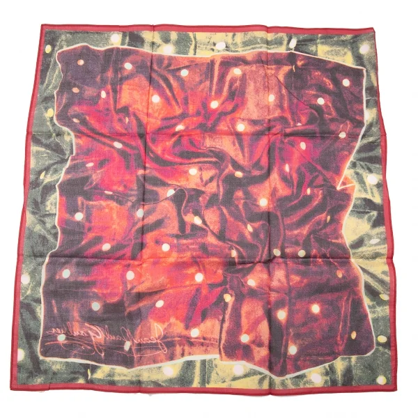 新品!ジャンポールゴルチエJean Paul GAULTIER ドットスカーフ転写プリントハンカチ ワインカーキ K-113127_003