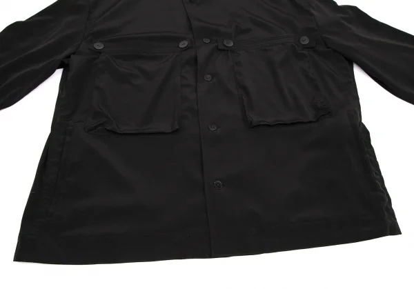 タケシコウサカバイ ワイズ ピンクレーベルTAKESHI KOSAKA by Y's Pink Label トリアセテートポリ襟断ち切りポケットデザインシャツジャケット 黒3 K-113133_010