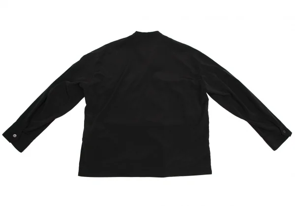 タケシコウサカバイ ワイズ ピンクレーベルTAKESHI KOSAKA by Y's Pink Label トリアセテートポリ襟断ち切りポケットデザインシャツジャケット 黒3 K-113133_013