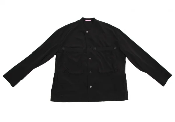 タケシコウサカバイ ワイズ ピンクレーベルTAKESHI KOSAKA by Y's Pink Label トリアセテートポリ襟断ち切りポケットデザインシャツジャケット 黒3 K-113133_002