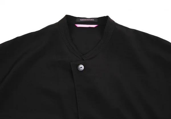 タケシコウサカバイ ワイズ ピンクレーベルTAKESHI KOSAKA by Y's Pink Label トリアセテートポリ襟断ち切りポケットデザインシャツジャケット 黒3 K-113133_003