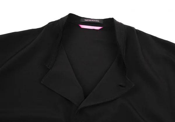 タケシコウサカバイ ワイズ ピンクレーベルTAKESHI KOSAKA by Y's Pink Label トリアセテートポリ襟断ち切りポケットデザインシャツジャケット 黒3 K-113133_005