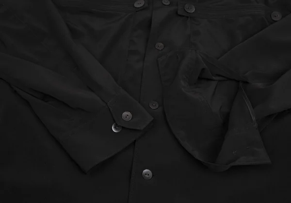 タケシコウサカバイ ワイズ ピンクレーベルTAKESHI KOSAKA by Y's Pink Label トリアセテートポリ襟断ち切りポケットデザインシャツジャケット 黒3 K-113133_009